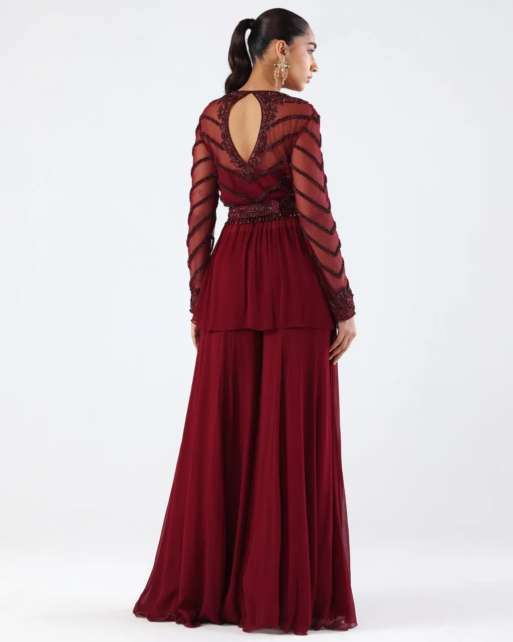 Burgundy Merchant Sharara Set