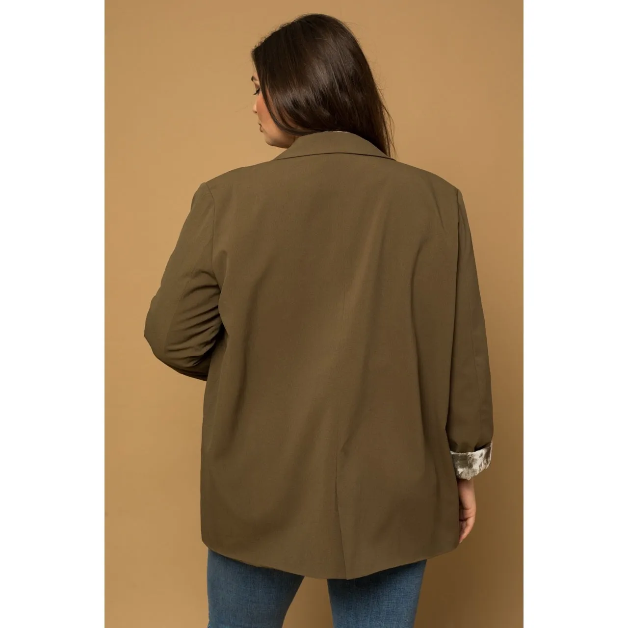 Button Front Tie Dye Lined Cuffed Sleeve Blazer - Plus Size - Final Sale Item