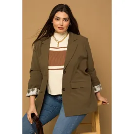 Button Front Tie Dye Lined Cuffed Sleeve Blazer - Plus Size - Final Sale Item