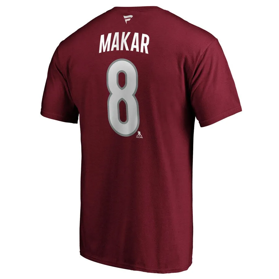 Cale Makar Colorado Avalanche Logo Fanatics Branded Authentic Stack Name and Number - T-Shirt - Burgundy