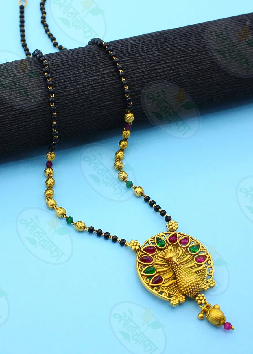 CAPTIVATING PEACOCK RAJWADI MANGALSUTRA