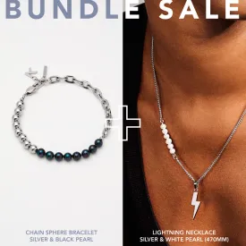 Chain Sphere Bracelet  Silver    Lighting Necklace Silver