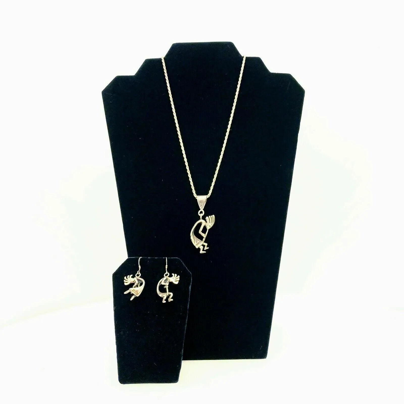 Charming Kokopelli Sterling Silver Southwest Pendant Necklace & Earrings