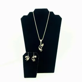 Charming Kokopelli Sterling Silver Southwest Pendant Necklace & Earrings