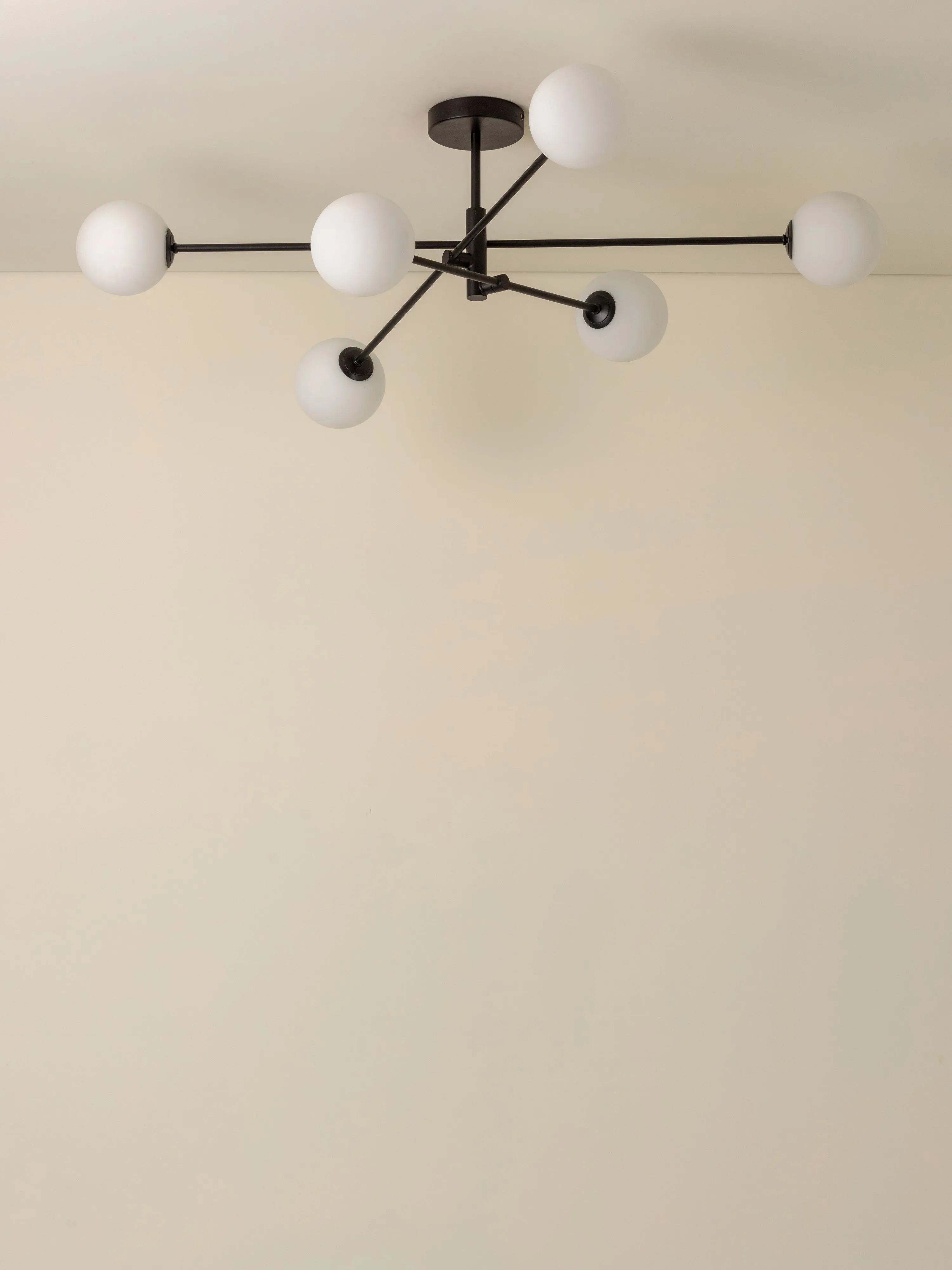 Chelso - 6 light matt black and opal pendant