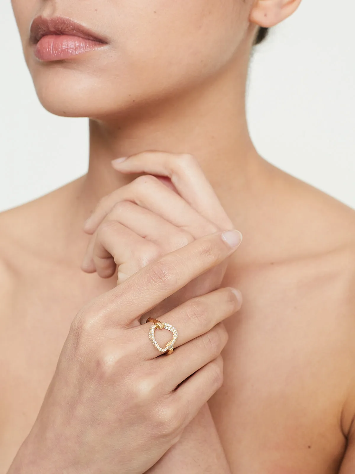 Circle Ring in 18k Yellow with White Diamonds