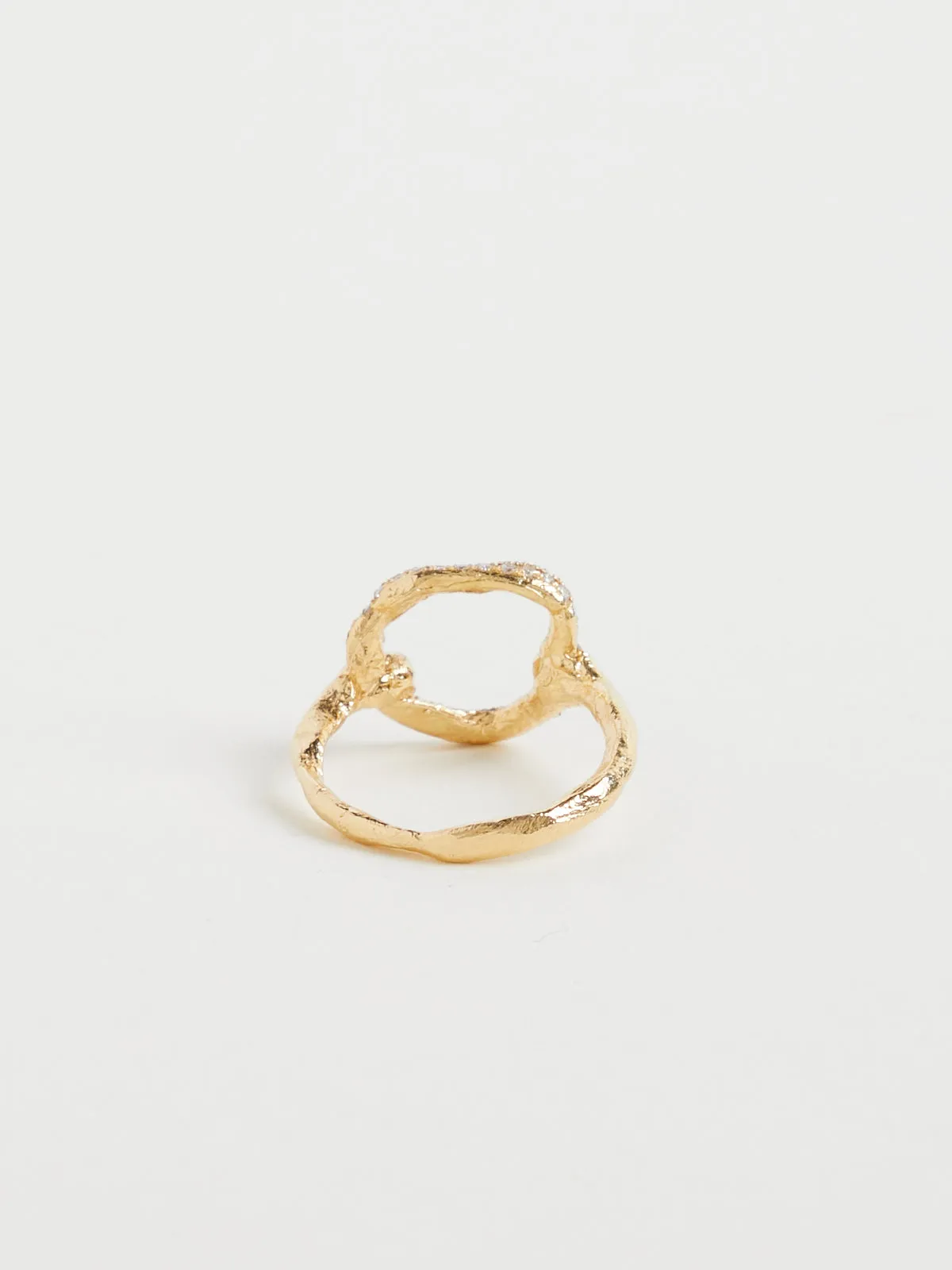 Circle Ring in 18k Yellow with White Diamonds