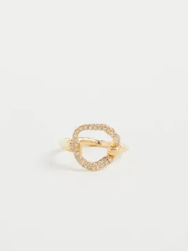 Circle Ring in 18k Yellow with White Diamonds