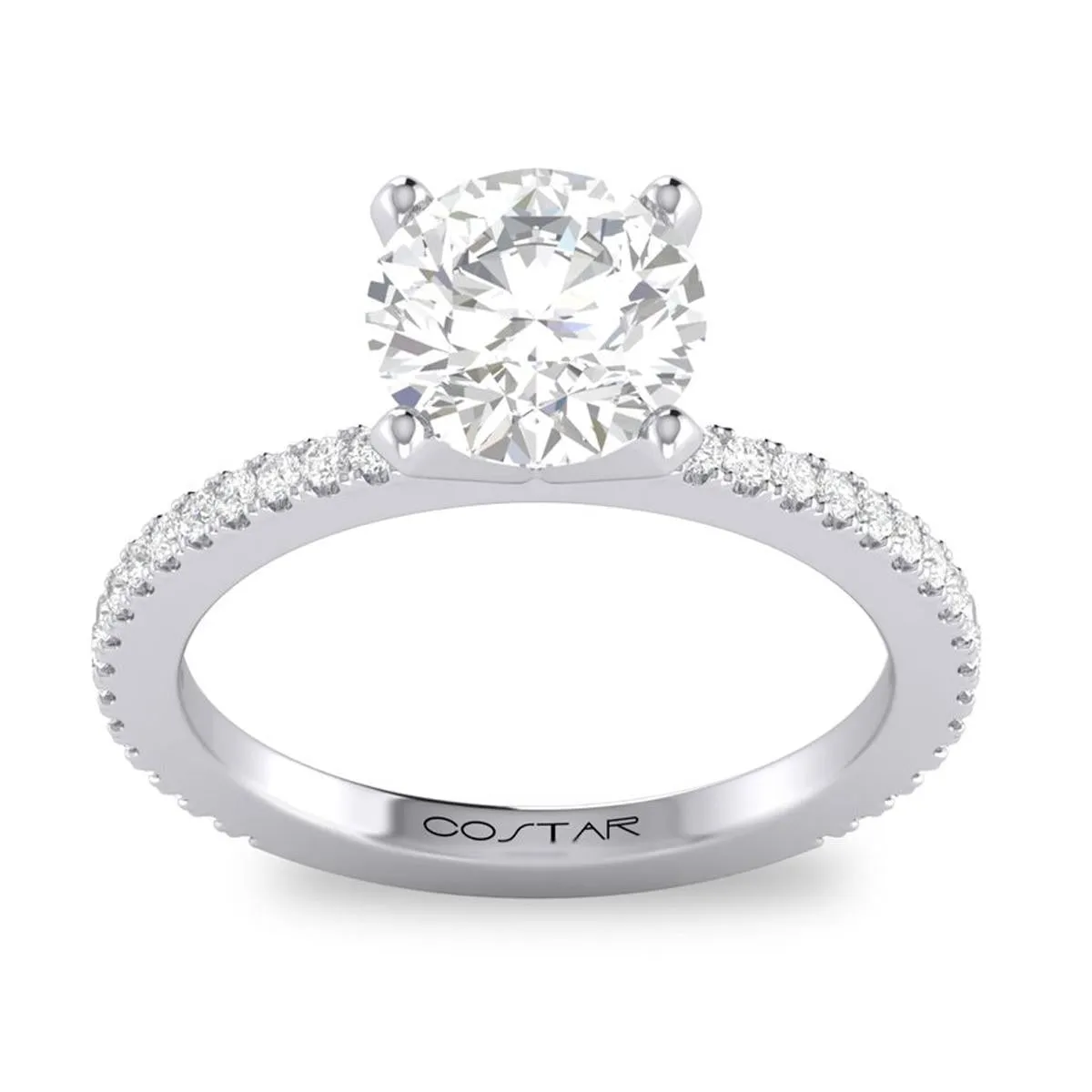 CLASSIC WHITE GOLD ENGAGEMENT RING SETTING WITH 36 DIAMONDS, .22 CT TW
