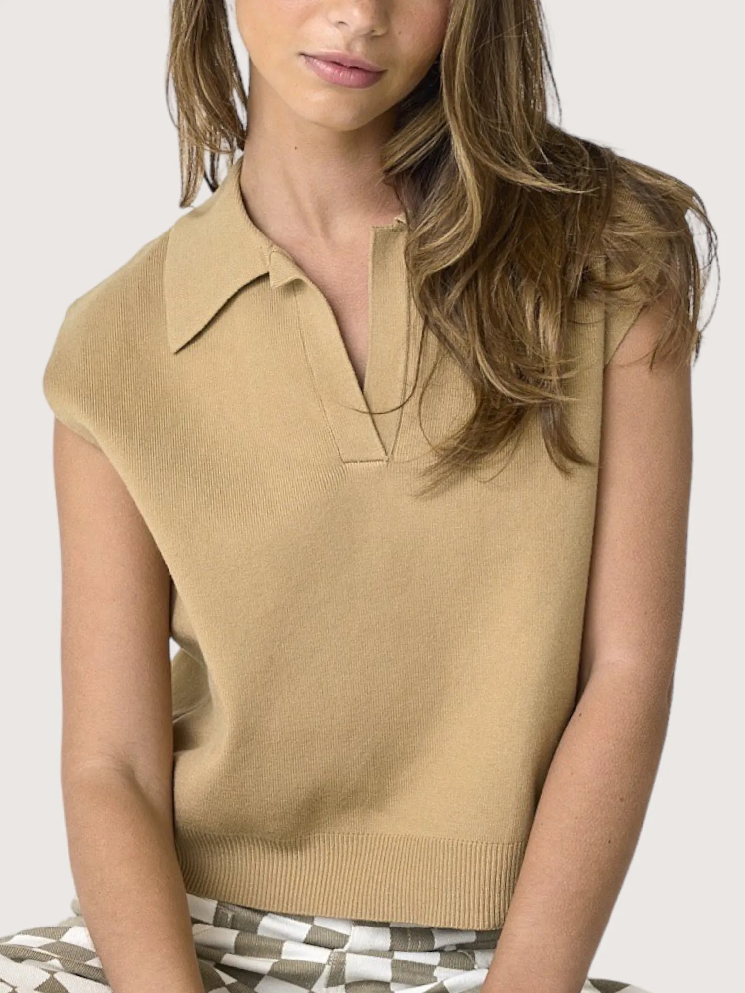 Cropped Polo Knit