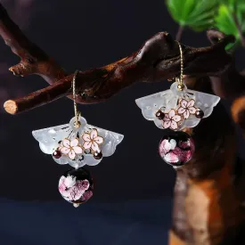 Dangle Earrings: Sakura Fan