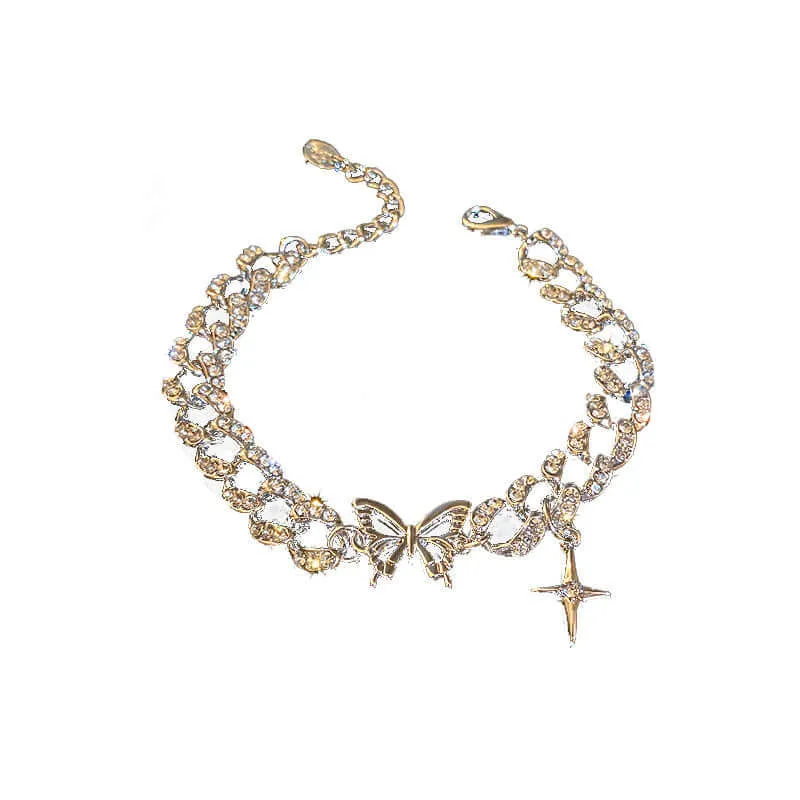 diamond butterfly cross bracelet