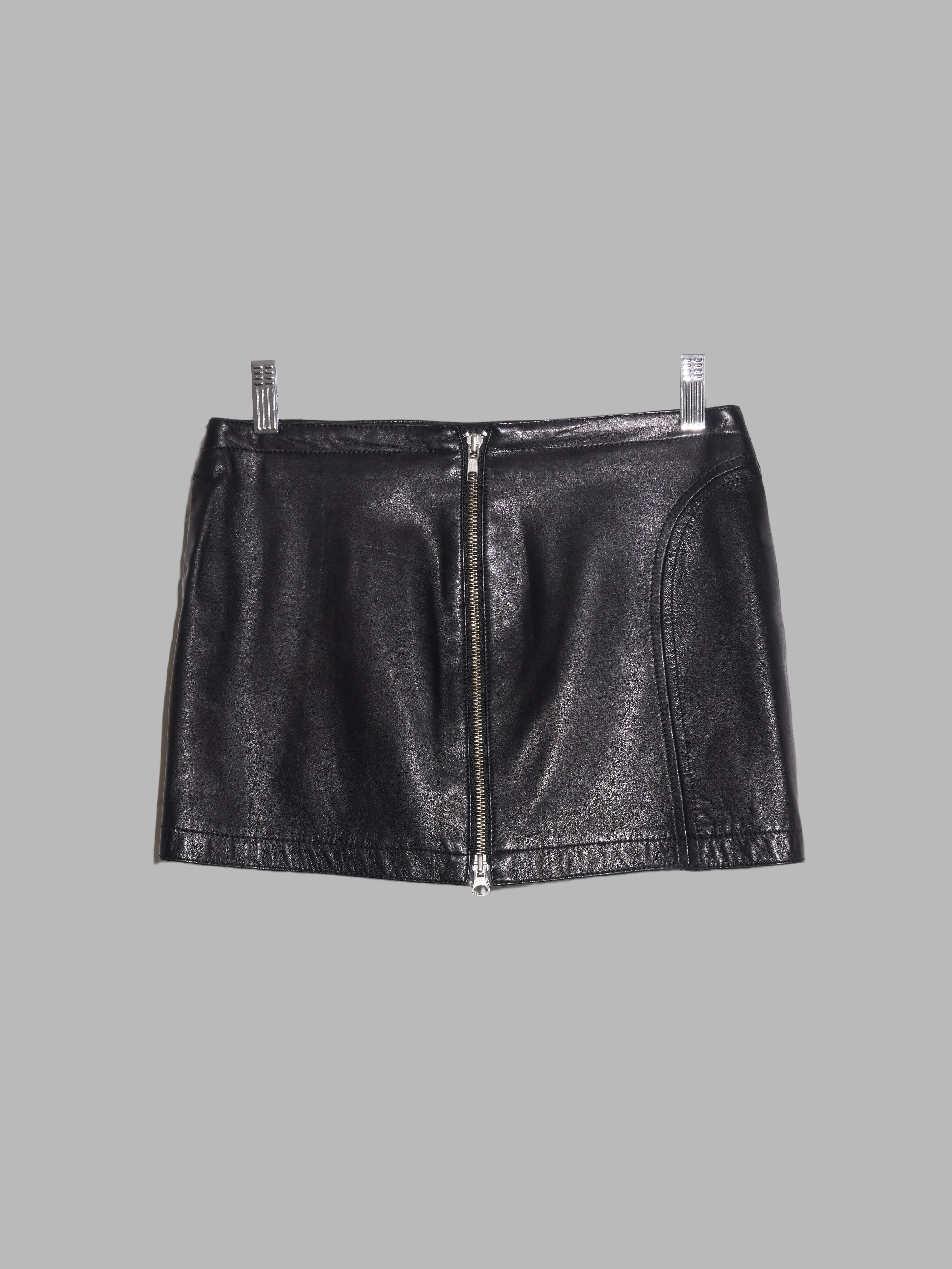 Dirk Bikkembergs 1990s 2000s black leather micro miniskirt - size 46