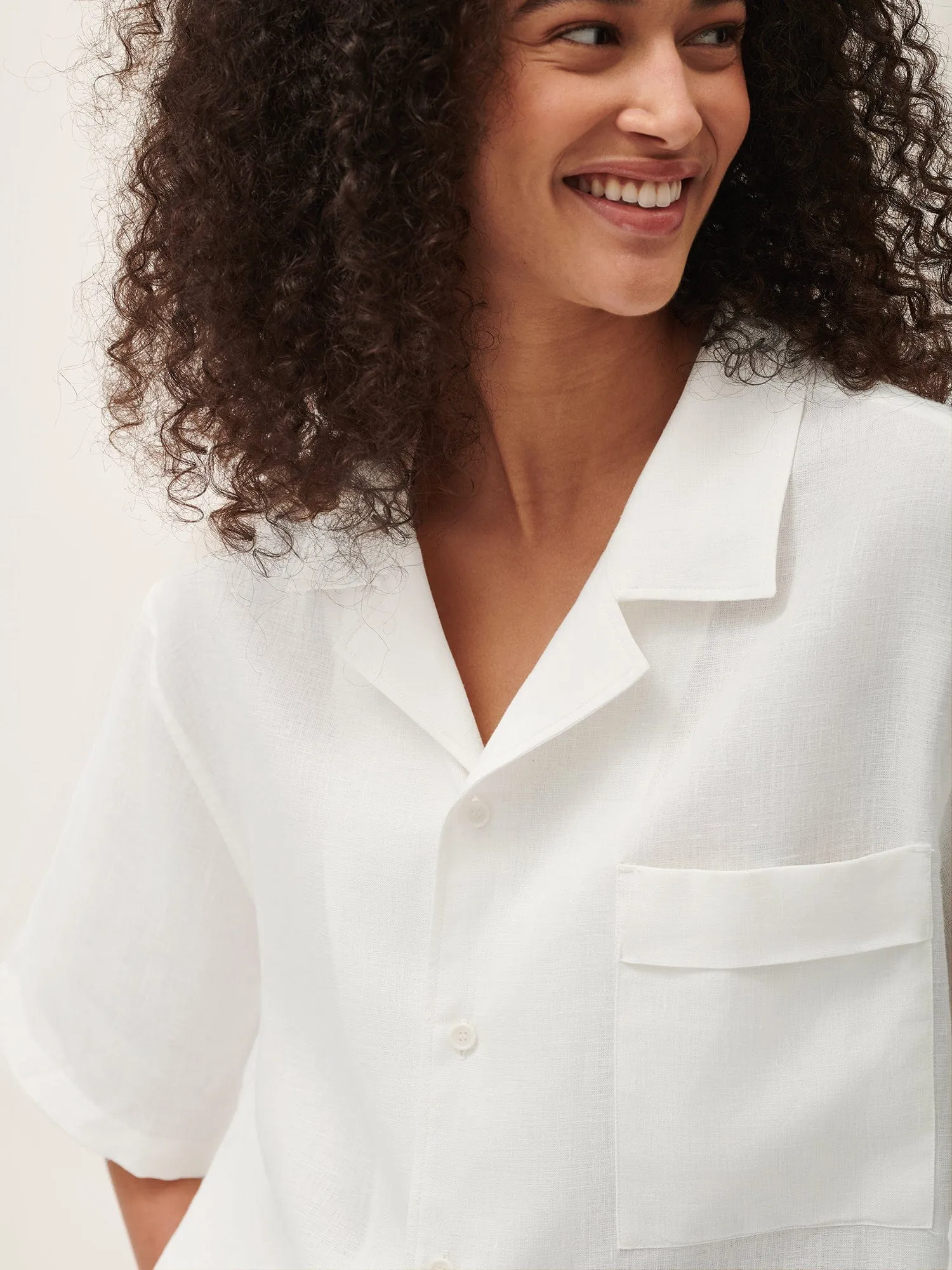 DNA Aloe Linen Camp Collar Shirt—off-white