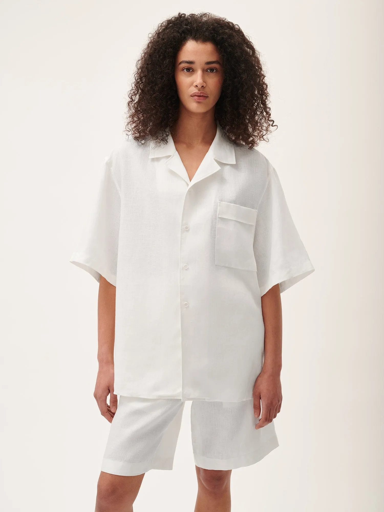 DNA Aloe Linen Camp Collar Shirt—off-white