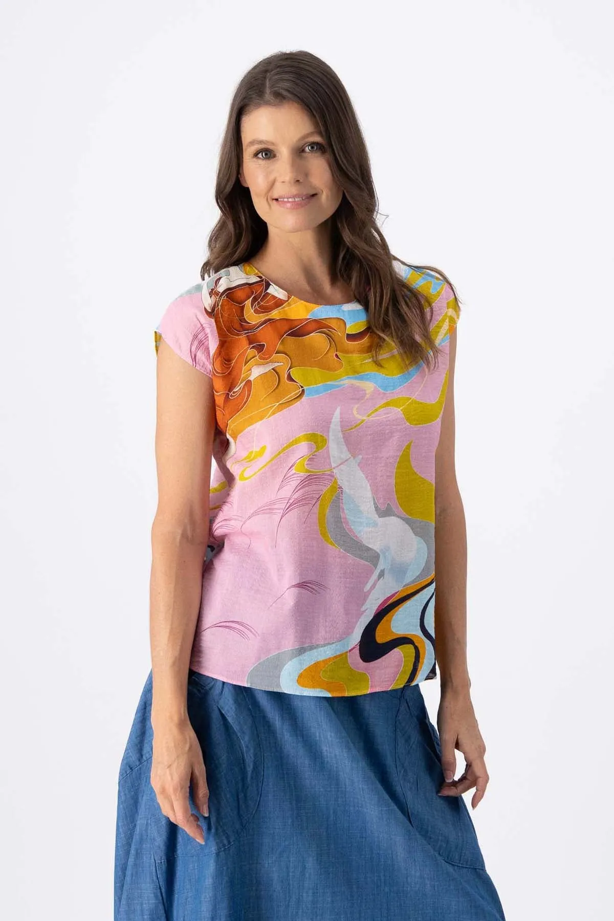Faith Tee Pink in Seersucker