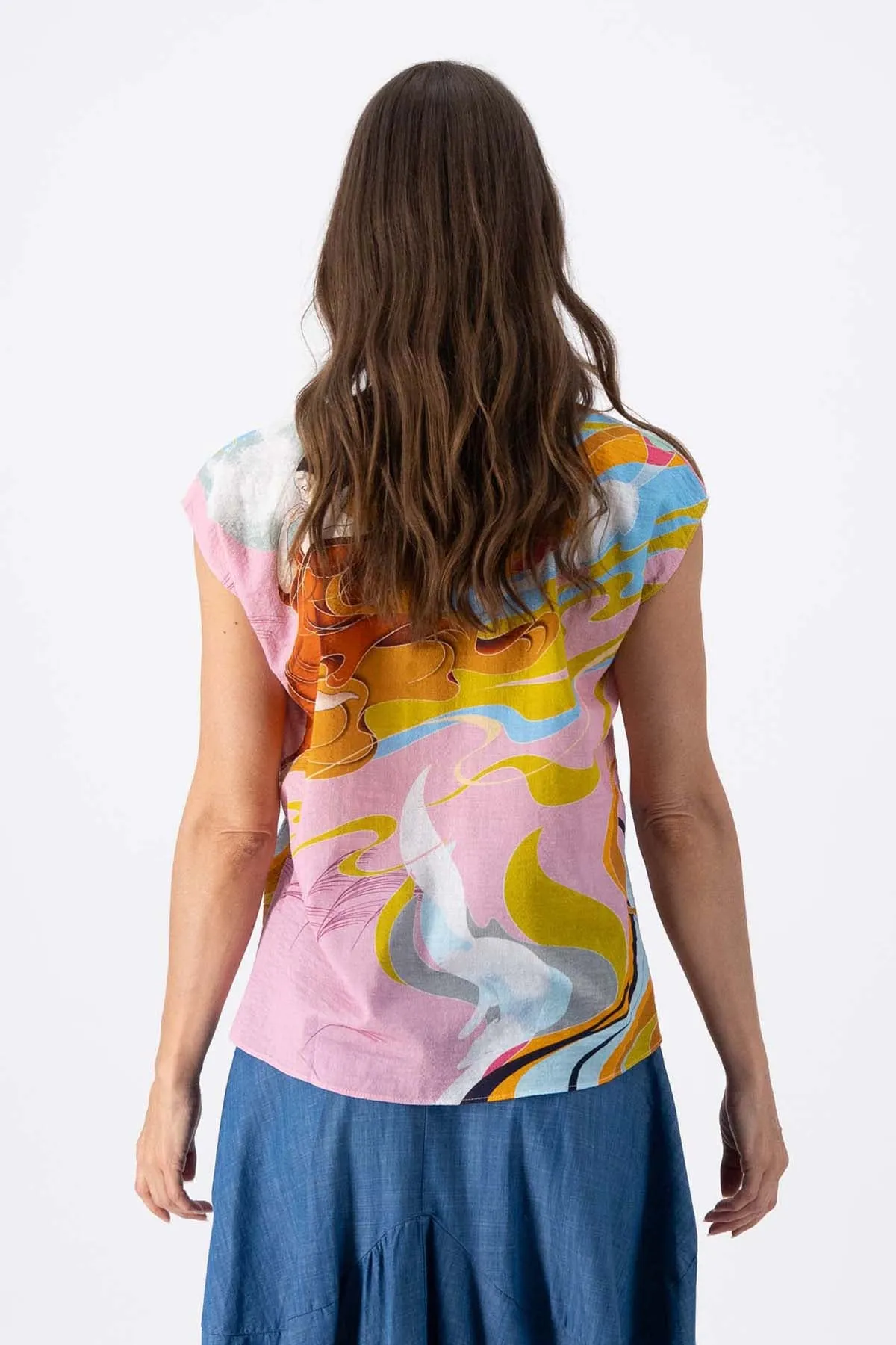 Faith Tee Pink in Seersucker