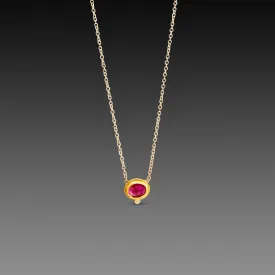 Floating Ruby Necklace with Diamond Dot
