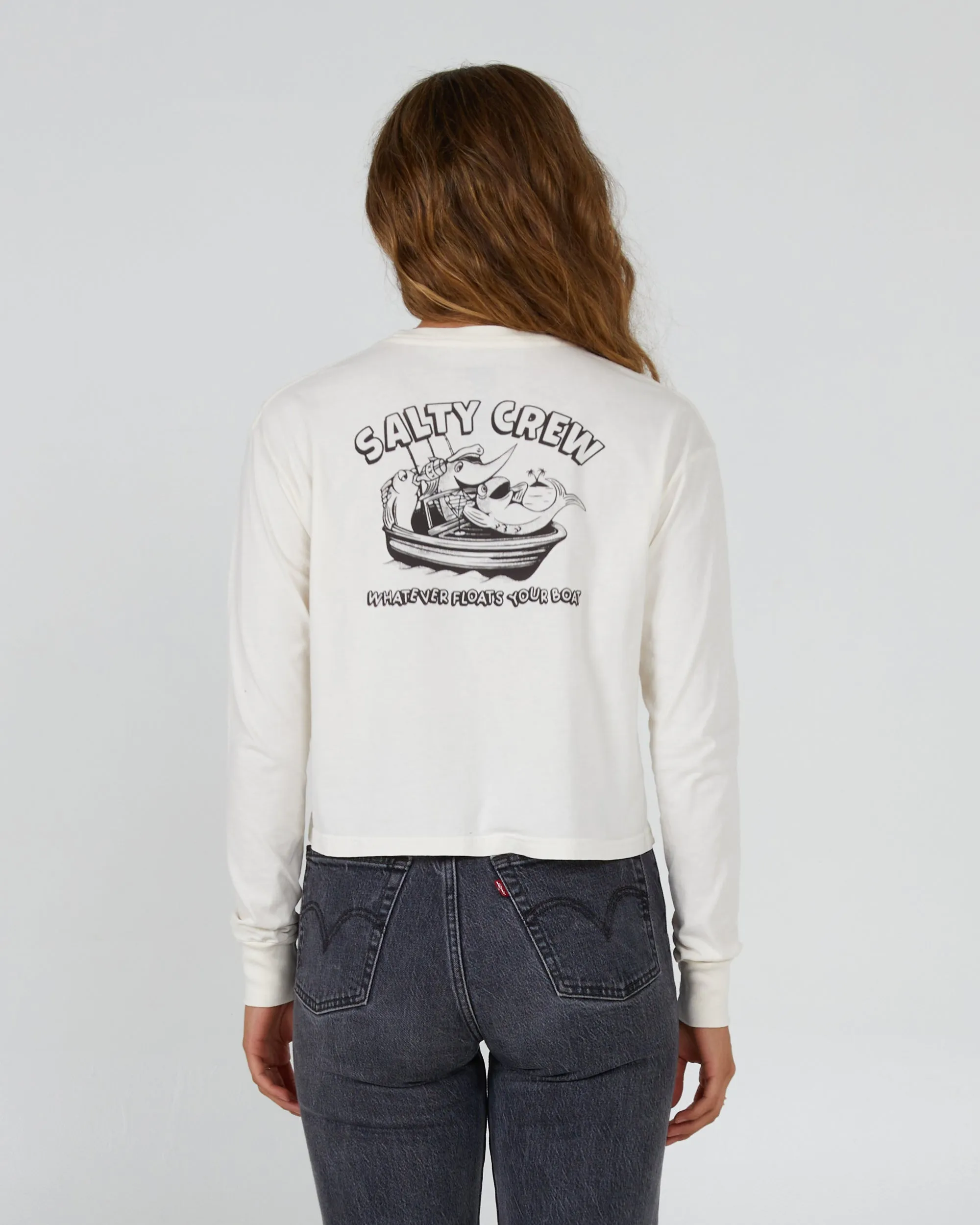 Floats Your Boat Off White L/S Crop Tee