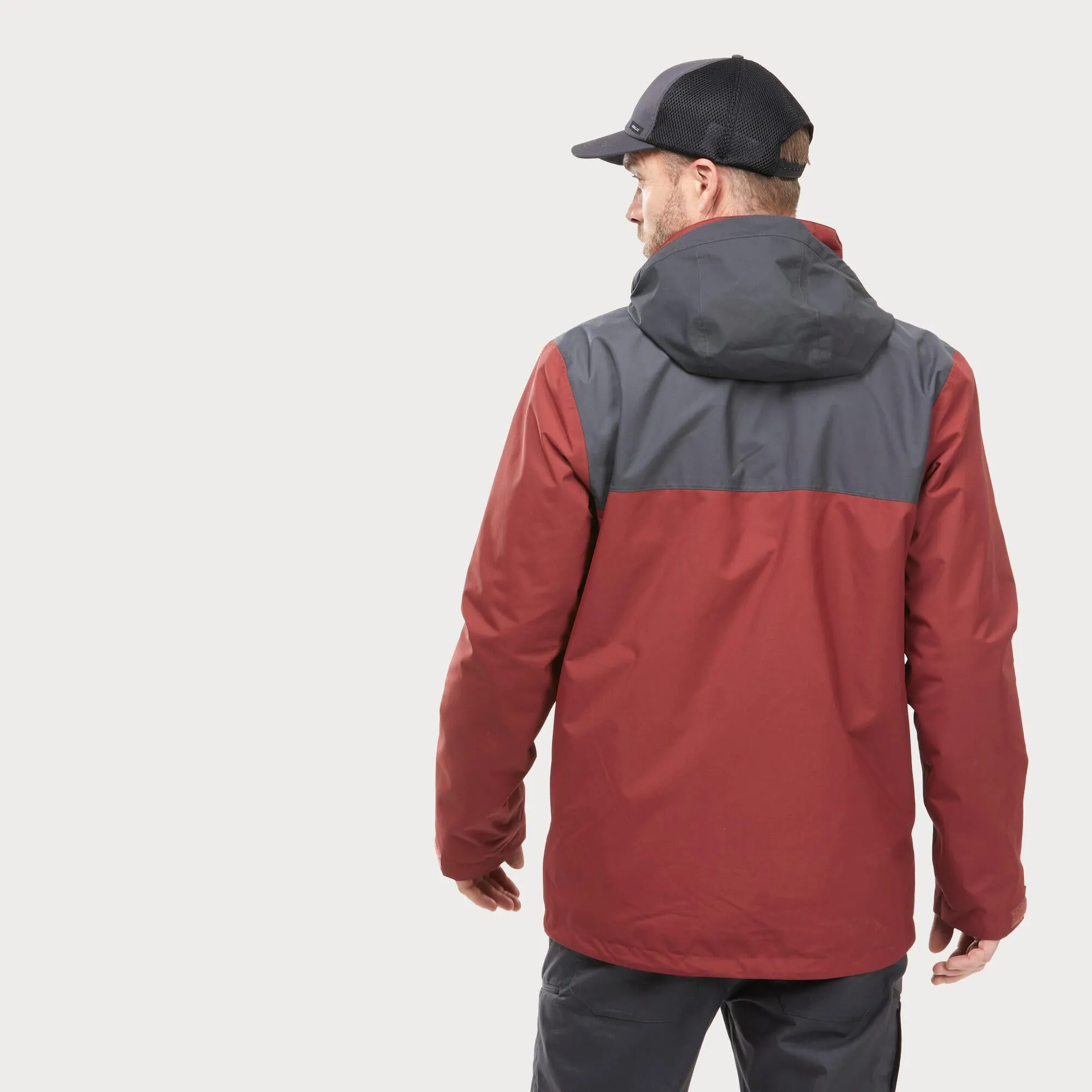 Forclaz Men's 3-in-1 Waterproof Travel Backpacking Jacket Travel 100 32°F - Red