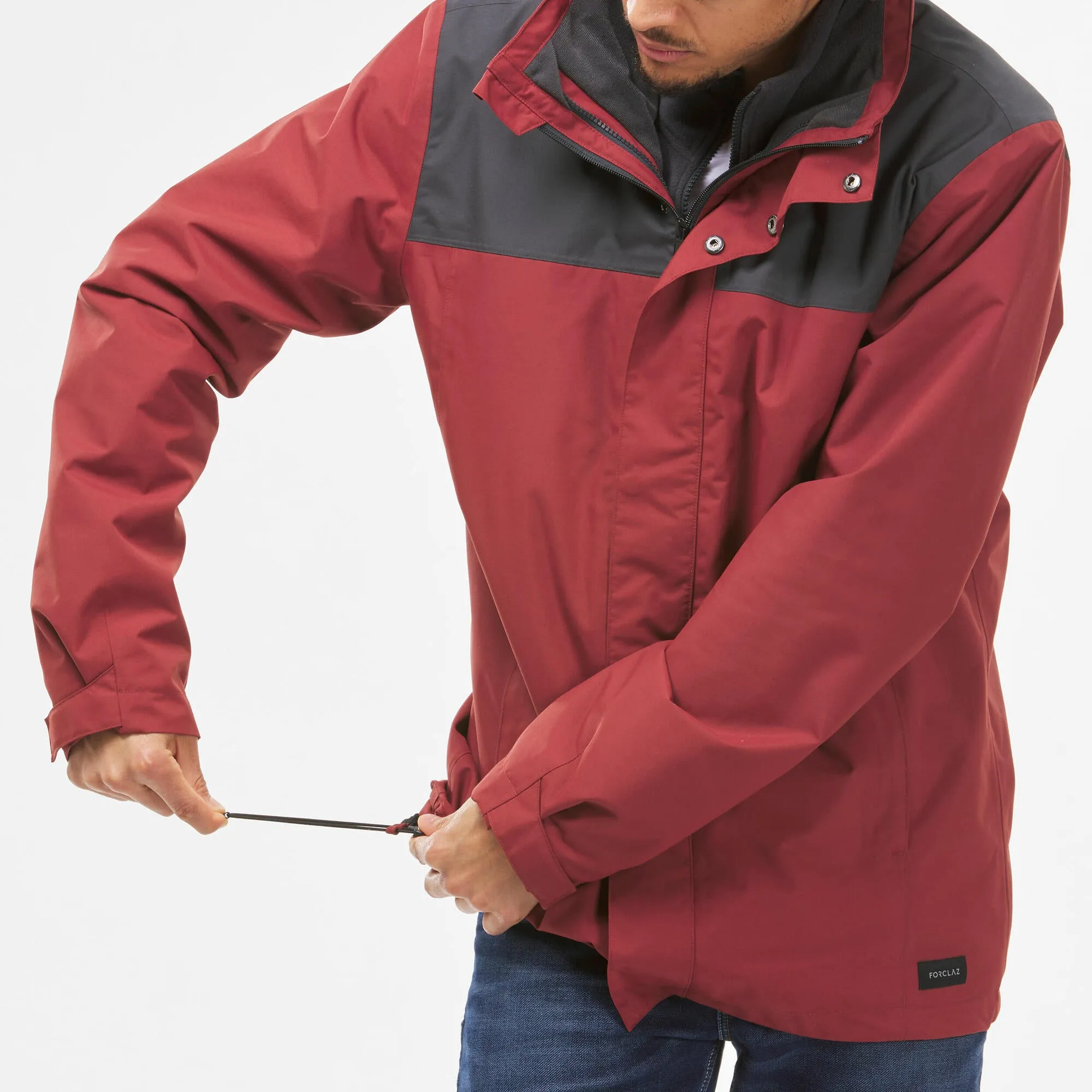 Forclaz Men's 3-in-1 Waterproof Travel Backpacking Jacket Travel 100 32°F - Red