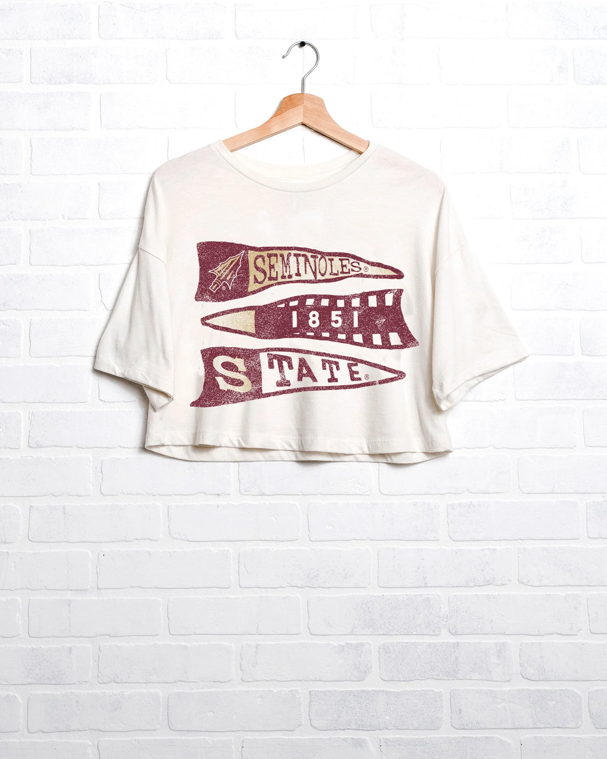 FSU Seminoles Pennant White Cropped Tee