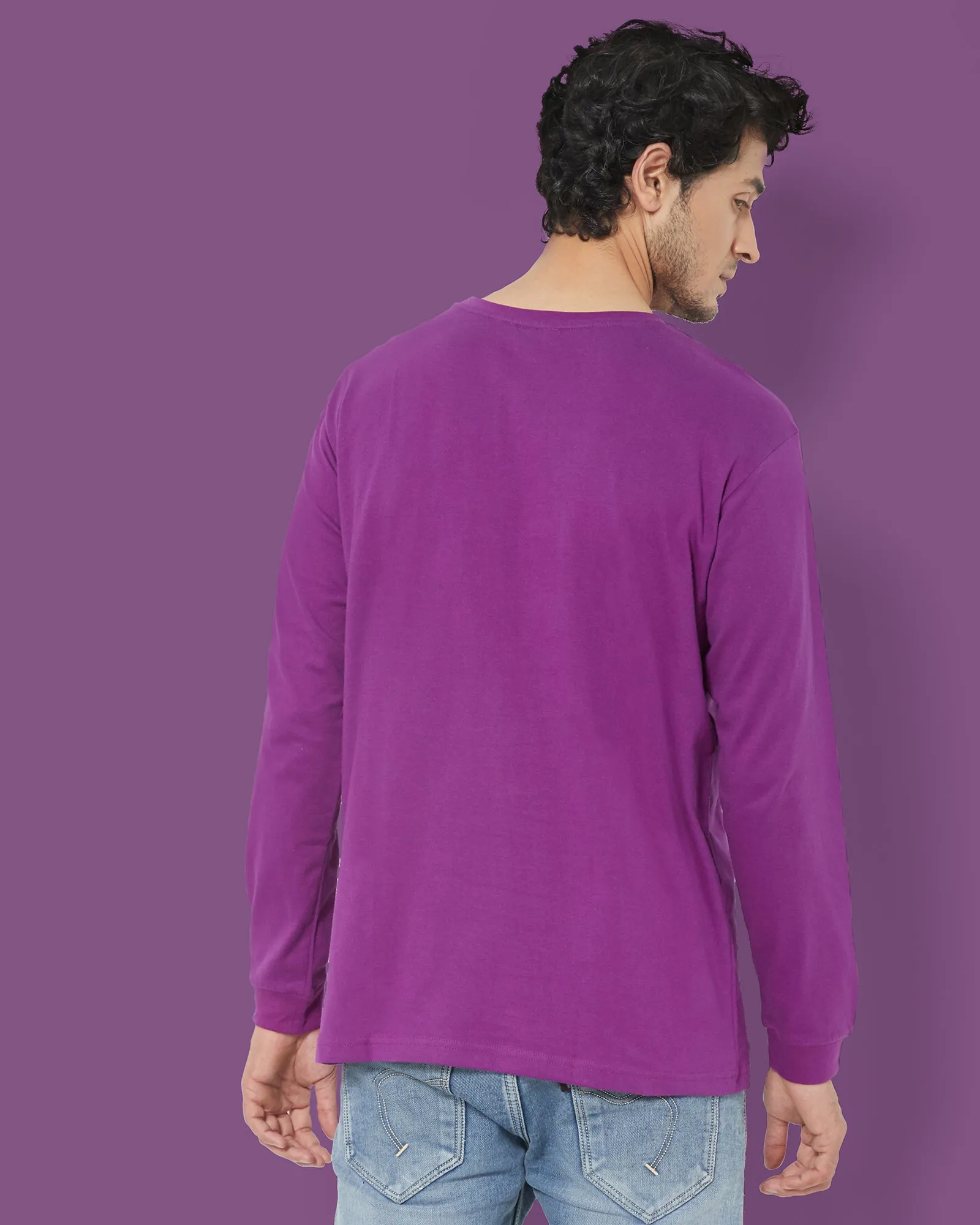 Full Sleeves Crew Neck: Eggplant Purple