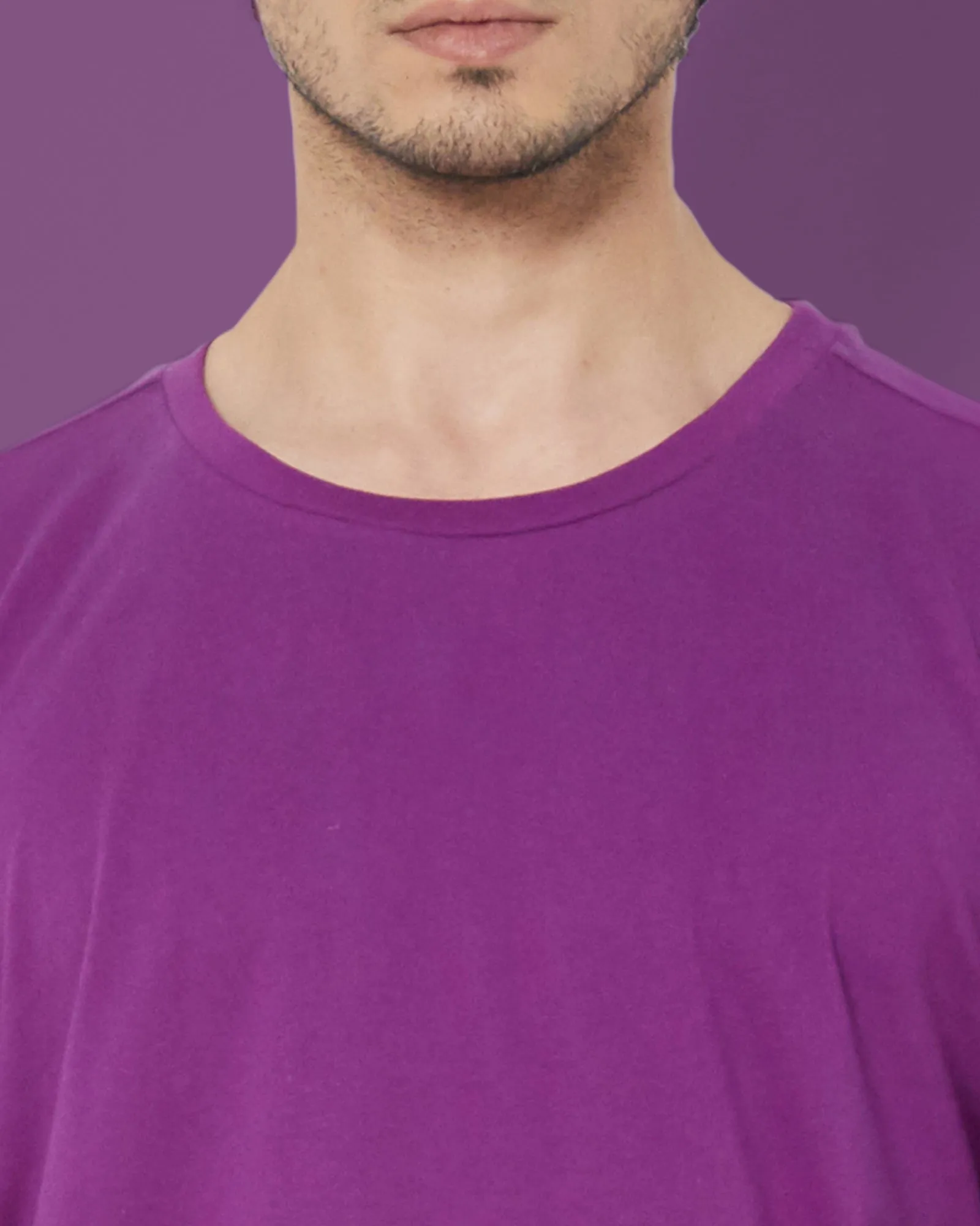 Full Sleeves Crew Neck: Eggplant Purple