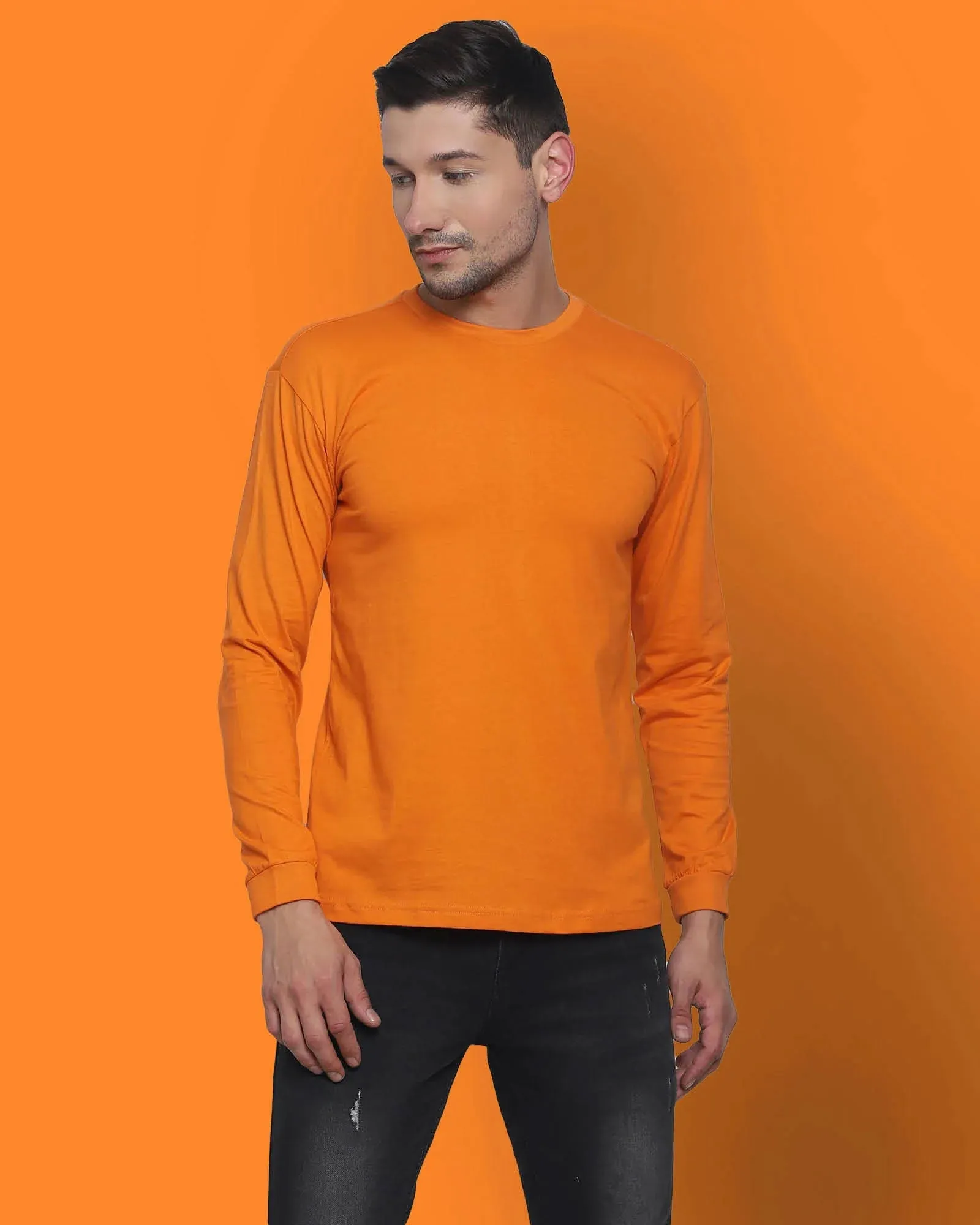 Full Sleeves Crew Neck: Orange