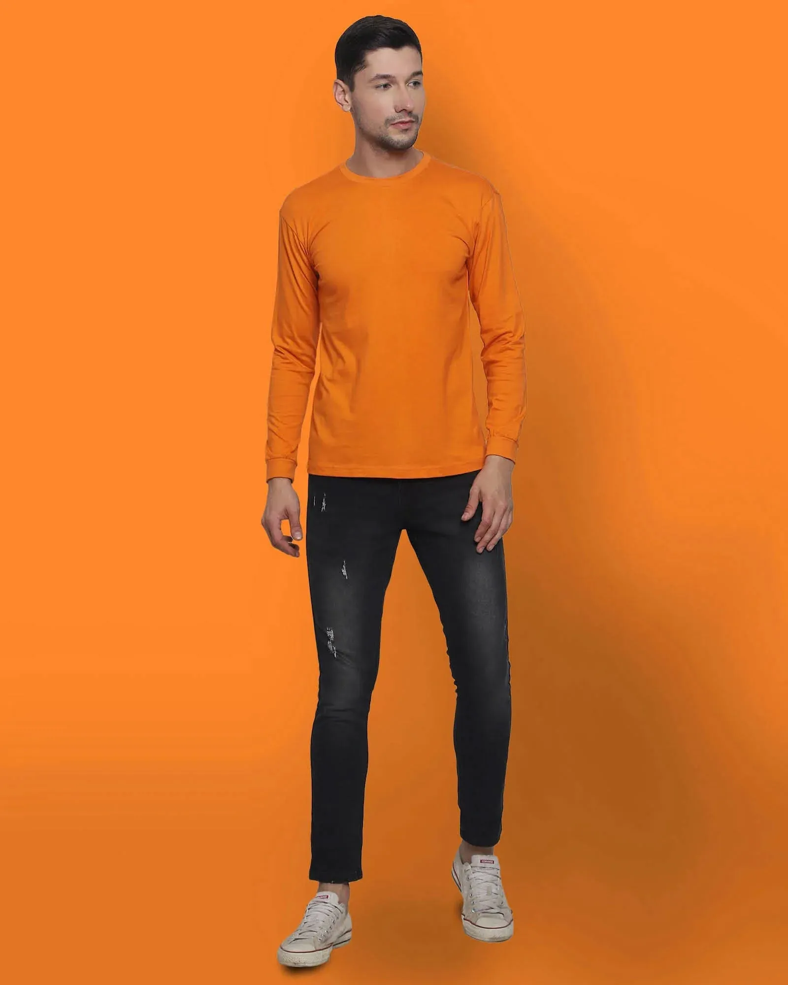 Full Sleeves Crew Neck: Orange