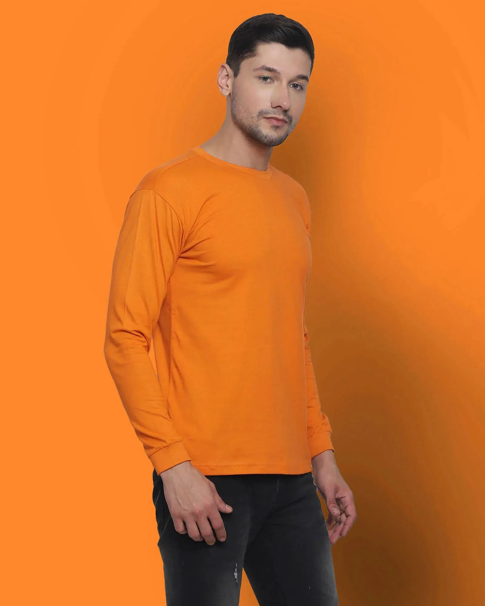 Full Sleeves Crew Neck: Orange