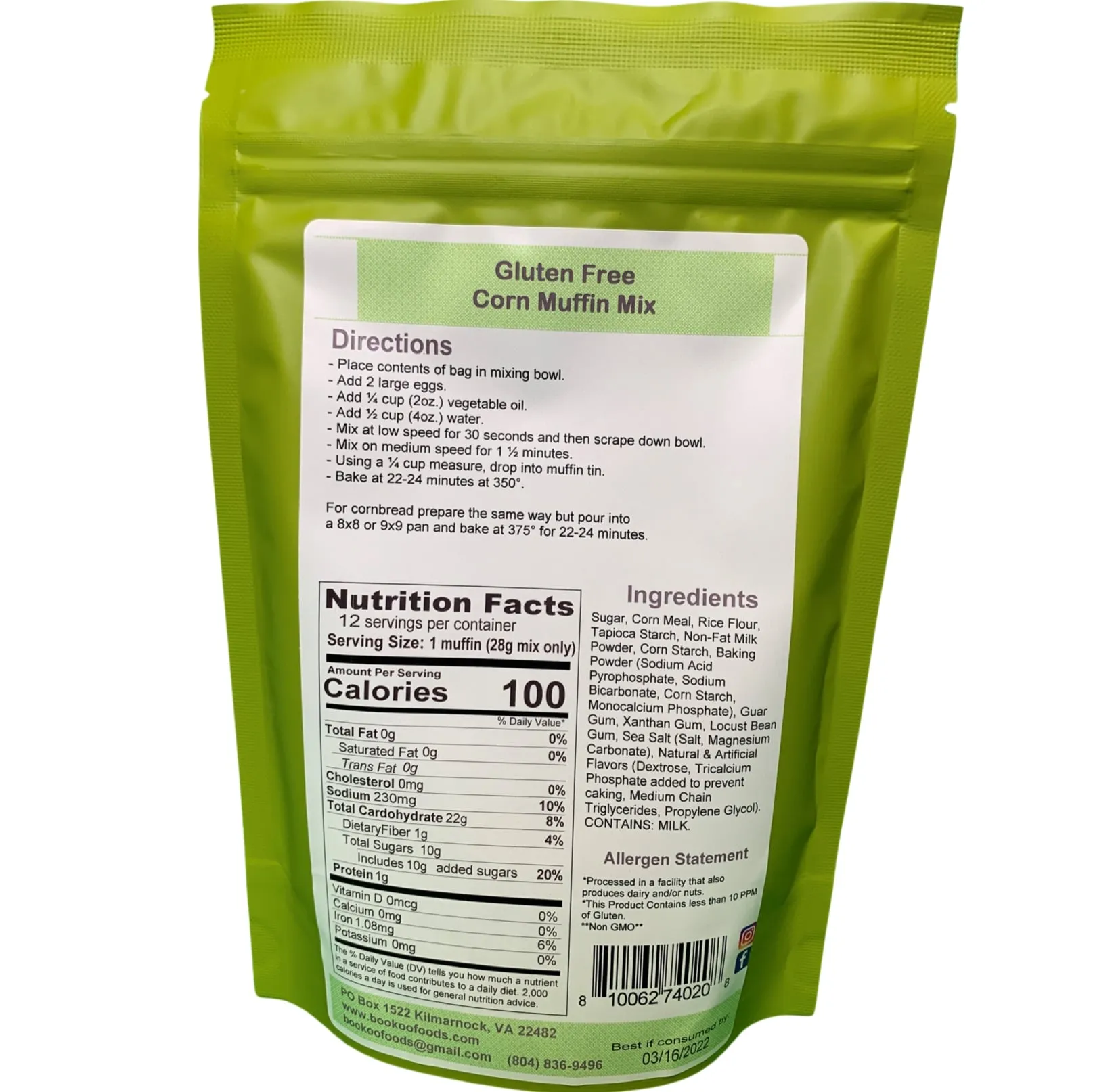 Gluten Free Corn Muffin Mix