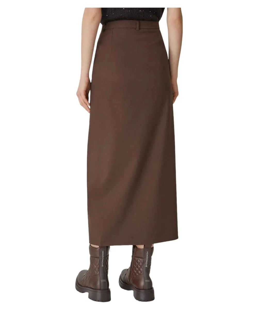 Gonna midi Madison in tela stretch con spacco asimmetrico