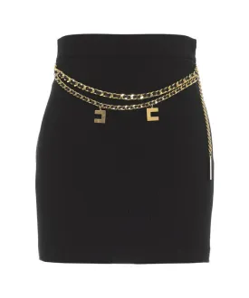 GOT3646E2 Stretch crepe miniskirt with chain belt
