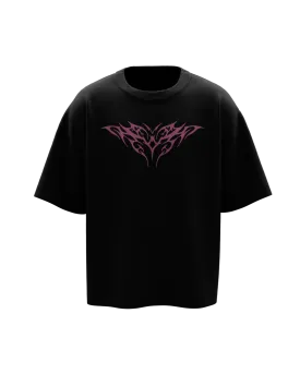 Grunge Magenta Unisex Black Oversized Tshirt
