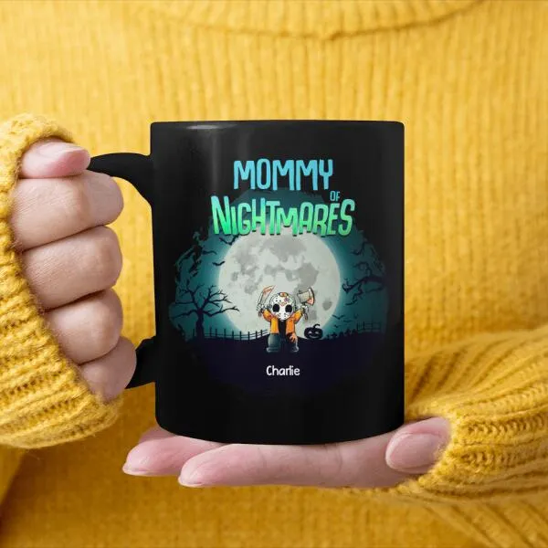 Halloween Nightmare Kids Horror Character Personalized Coffee Mug - Title, Characters, Names and Background can be customized