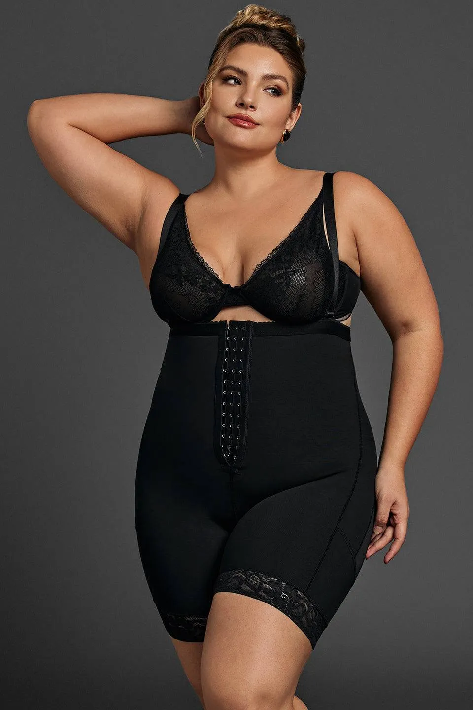 High-Waisted Button Front Shaping Control Shapewear
