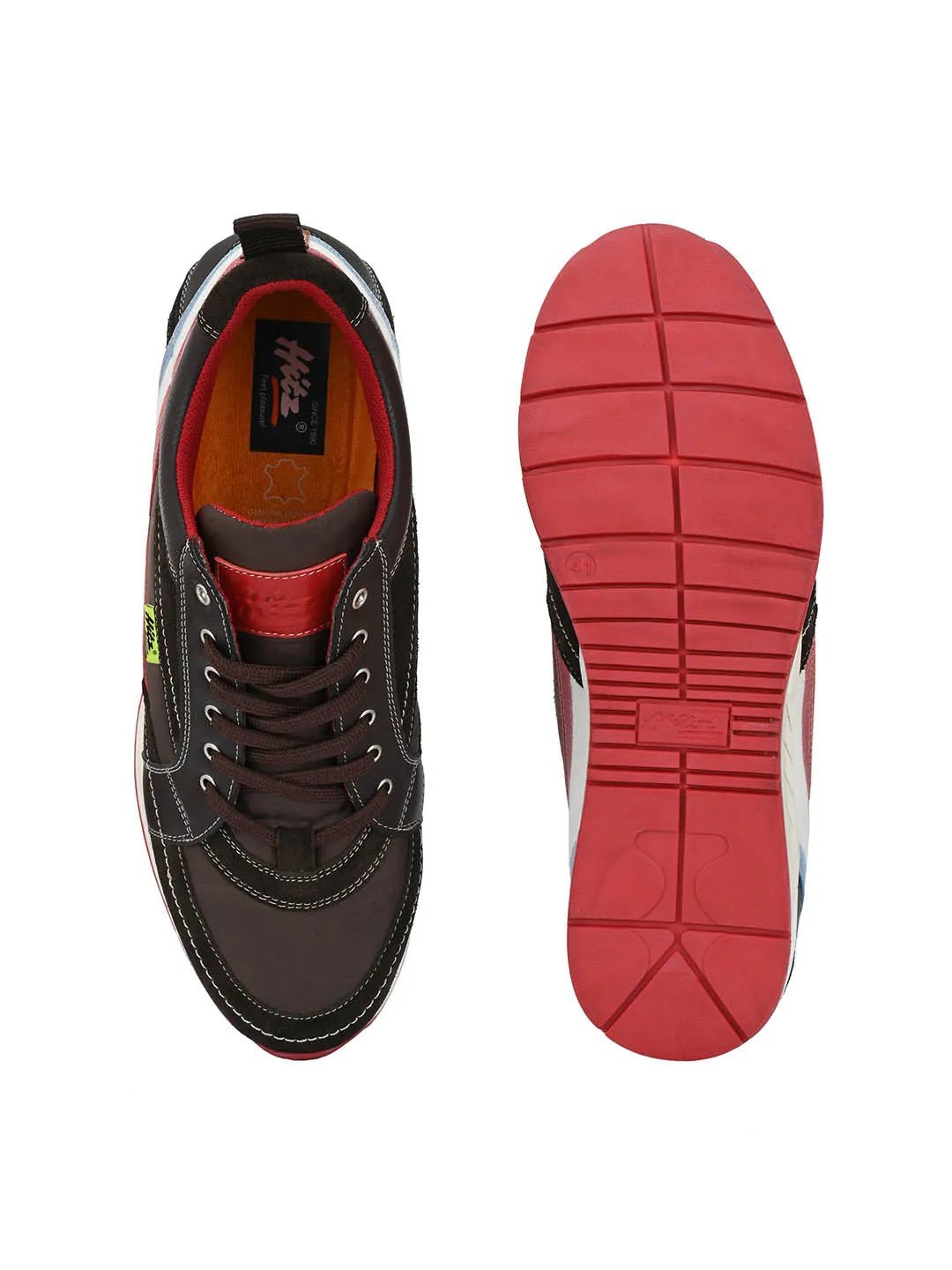 Hitz Men's Leather Lace-up Joggers Running Shoes