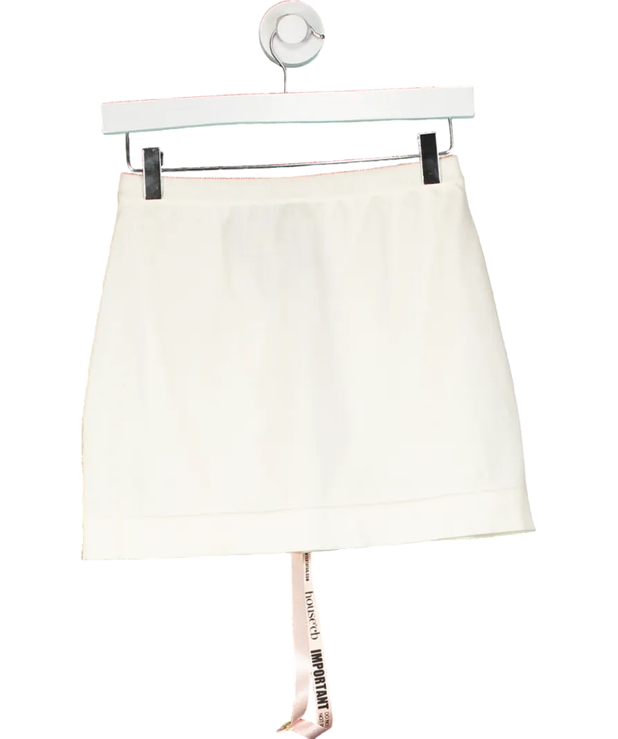 House of CB White Asher Cotton & Cashmere Knit Miniskirt UK S