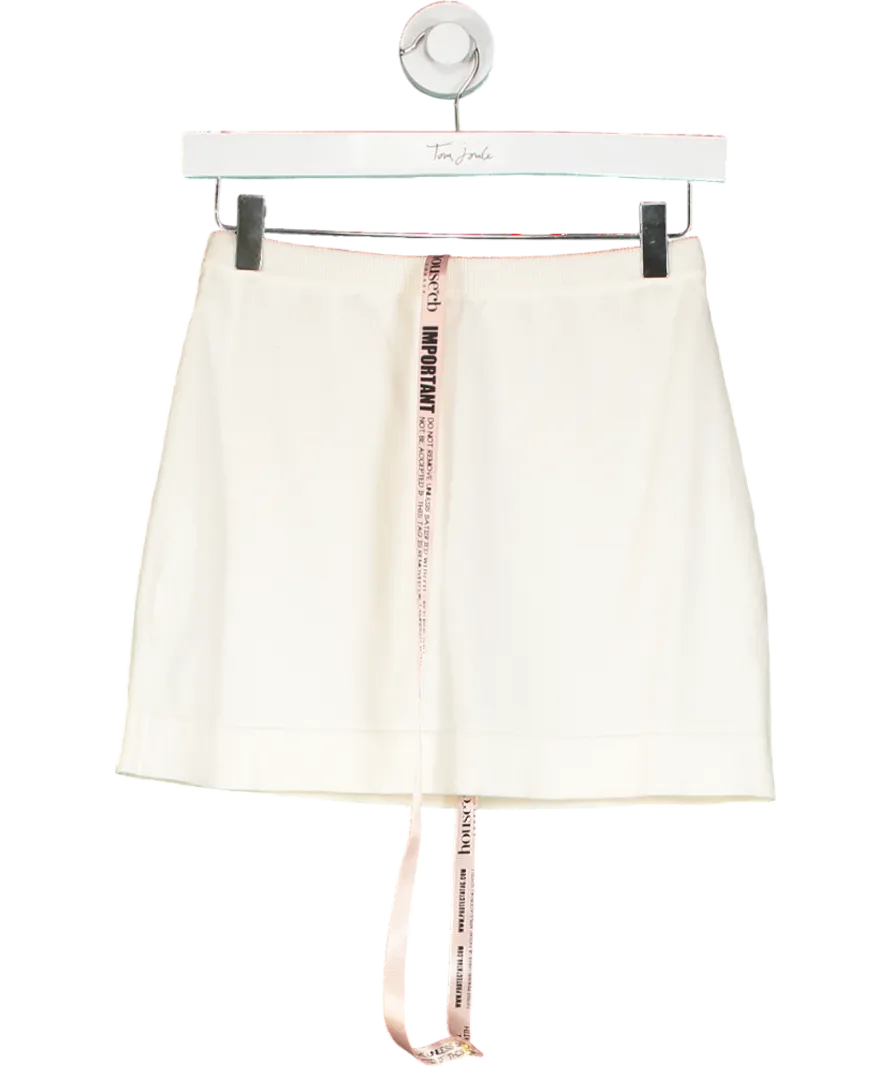 House of CB White Asher Cotton & Cashmere Knit Miniskirt UK S