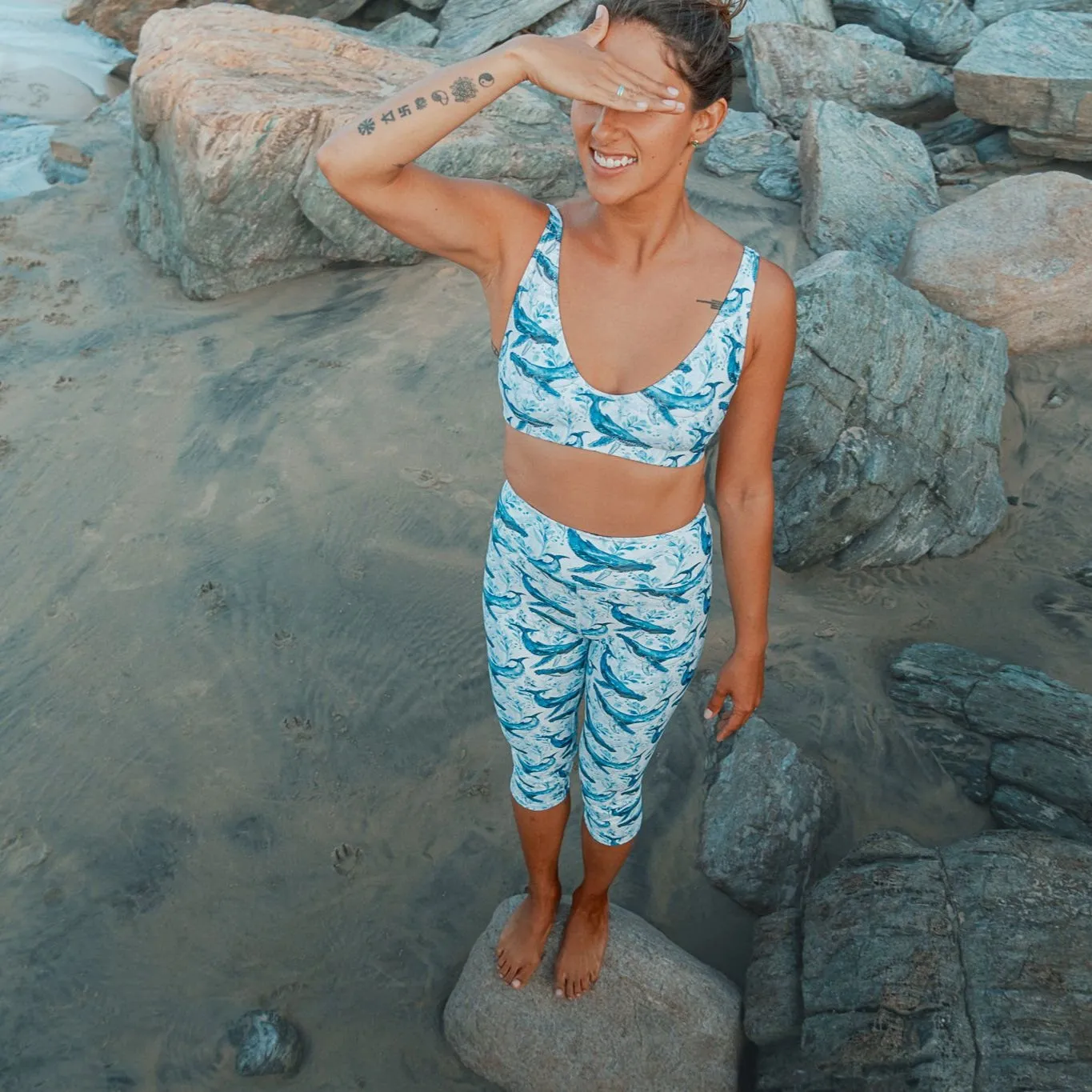Humpback Whale Song Capri Swim Leggings