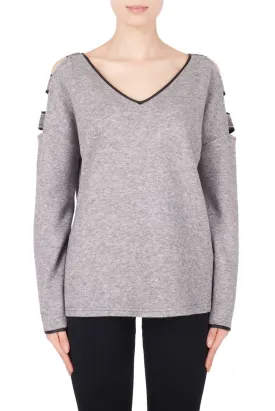 Joseph Ribkoff Embellished Grey Top