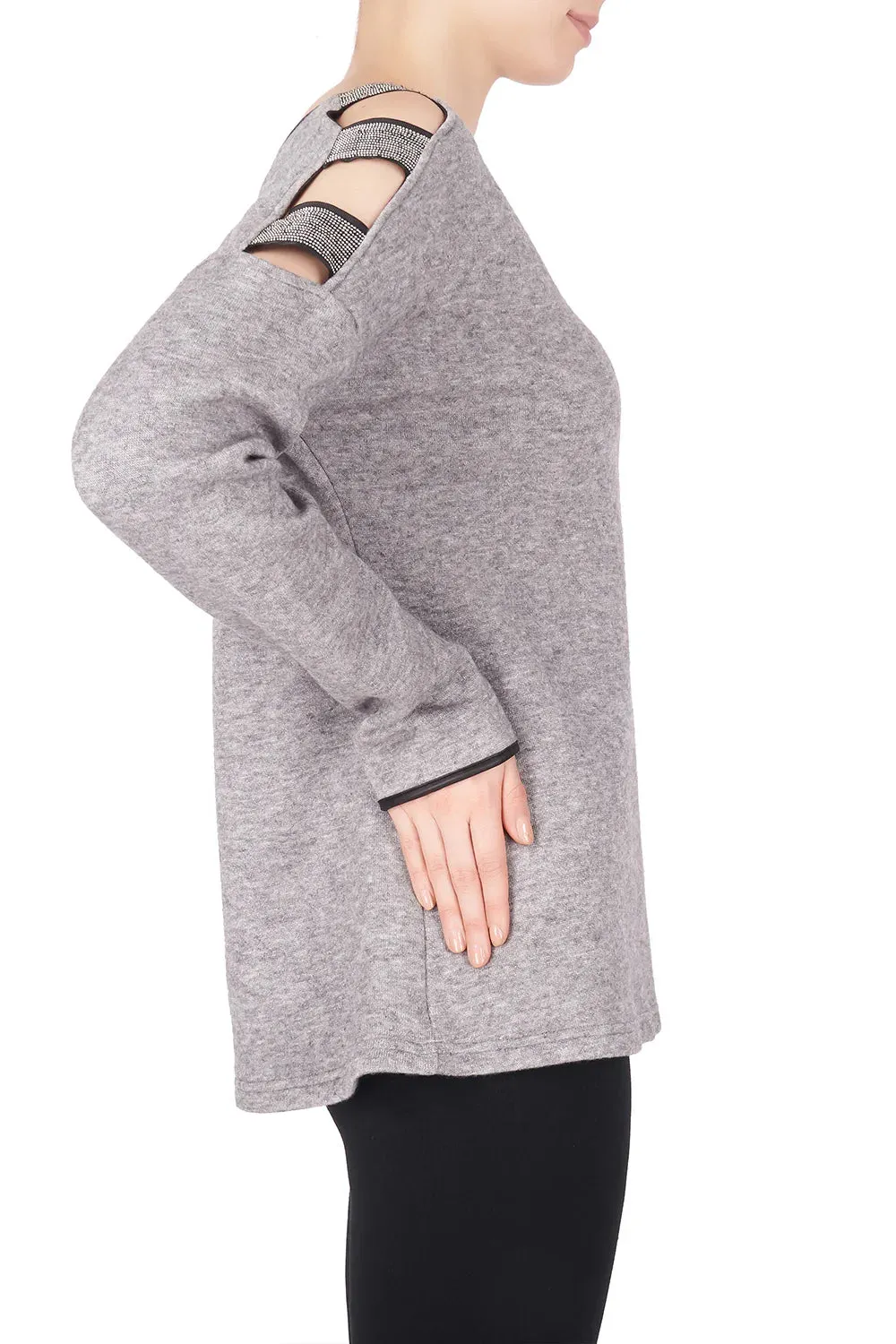 Joseph Ribkoff Embellished Grey Top