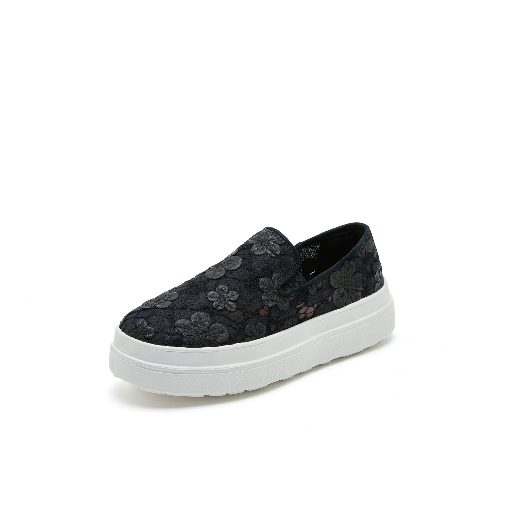 JOY&MARIO Women’s Slip-On Canvas Loafers in Black-83500W