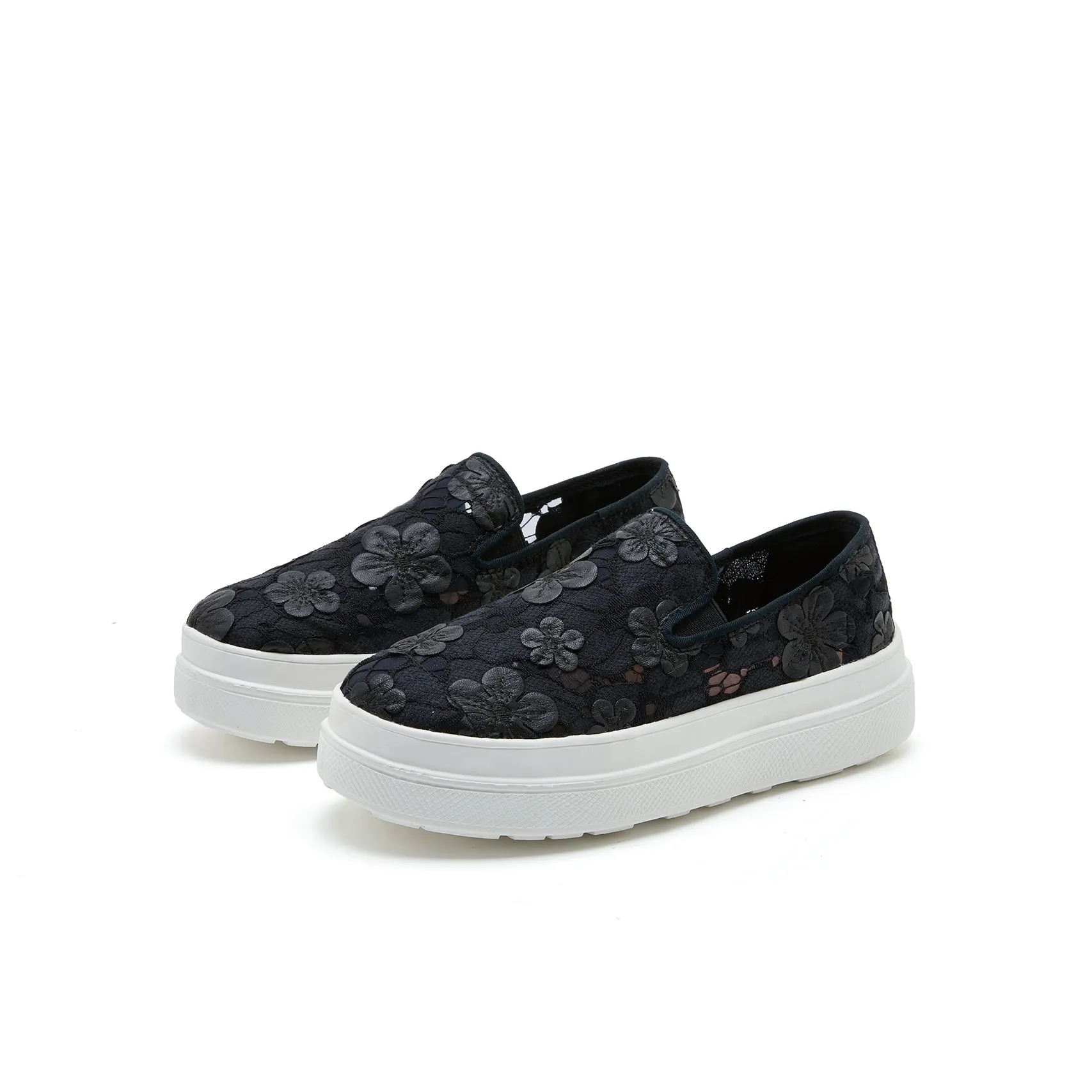 JOY&MARIO Women’s Slip-On Canvas Loafers in Black-83500W
