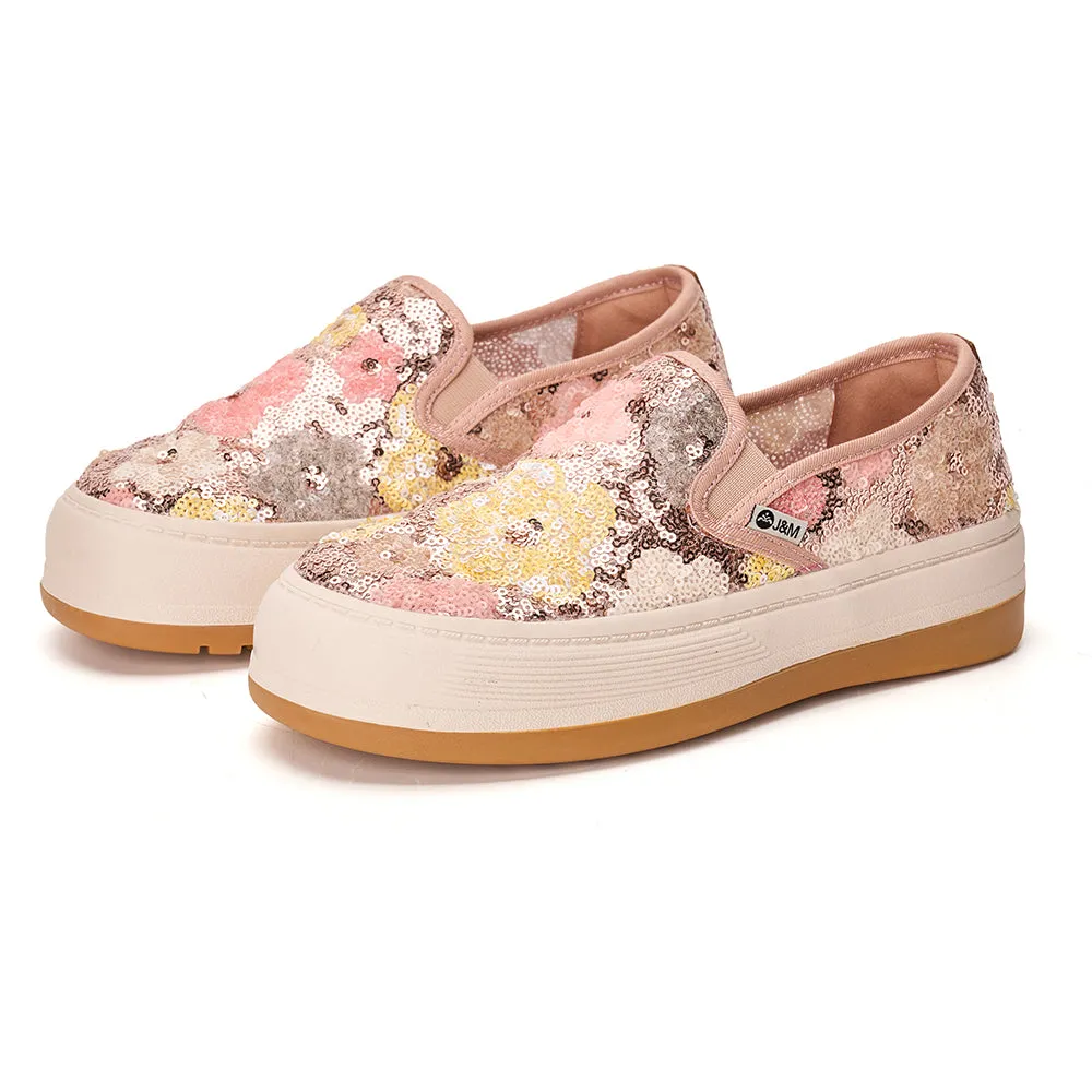 JOY&MARIO Women’s Slip-On Fabric Platform in Champagne-87869W