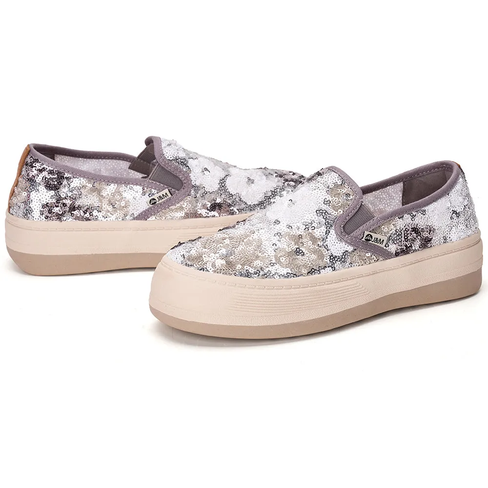 JOY&MARIO Women’s Slip-On Fabric Platform in Champagne-87869W