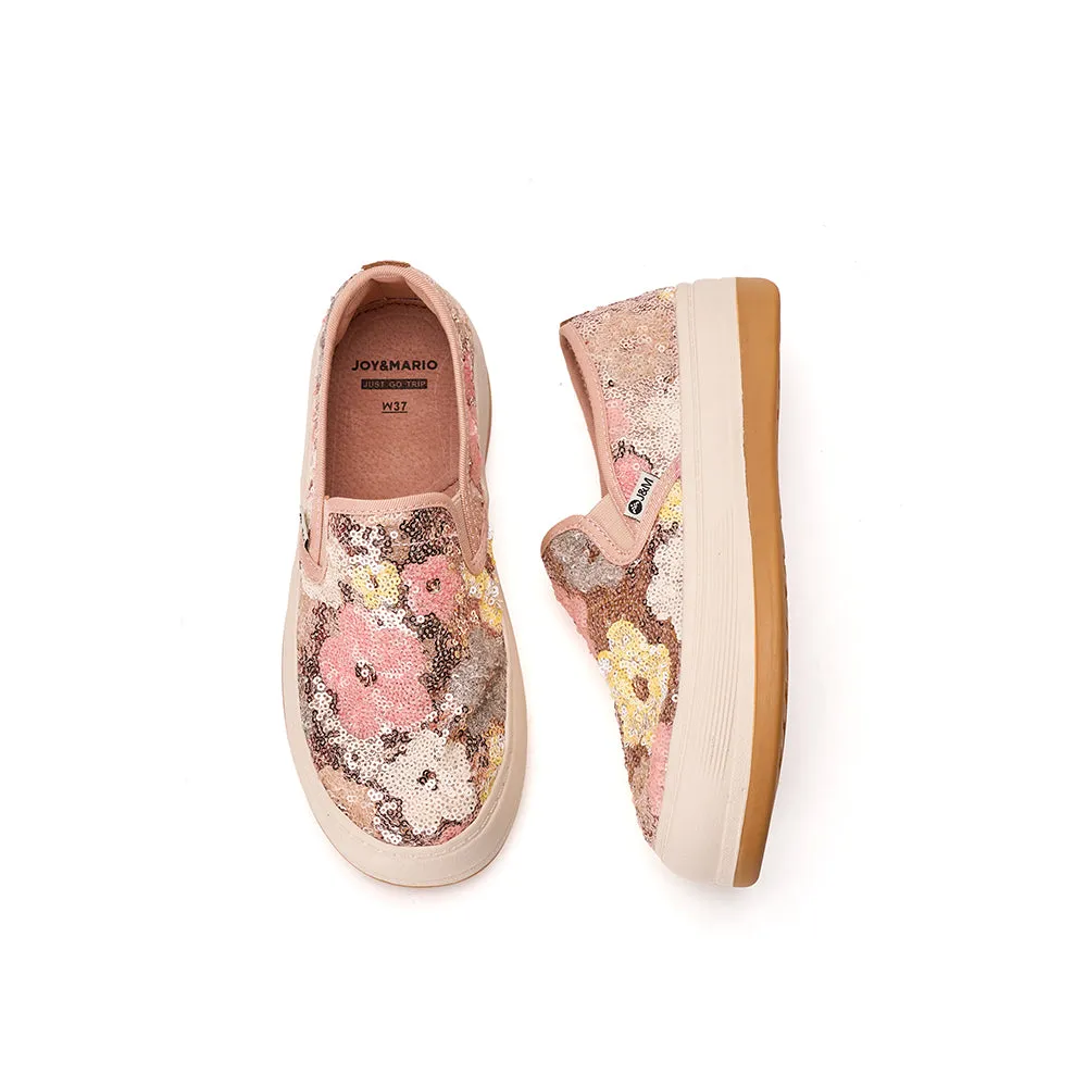 JOY&MARIO Women’s Slip-On Fabric Platform in Champagne-87869W