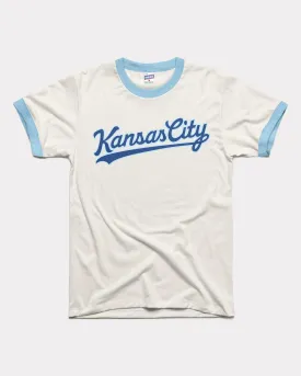 Kansas City Script White & Powder Unisex Ringer