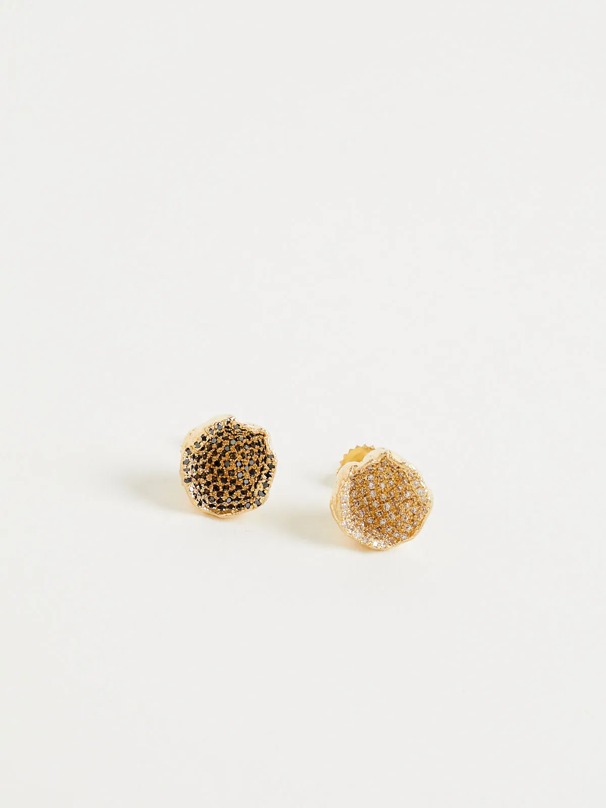 Large Hydra Studs in 18k Yellow Gold with Grey and Black Diamonds